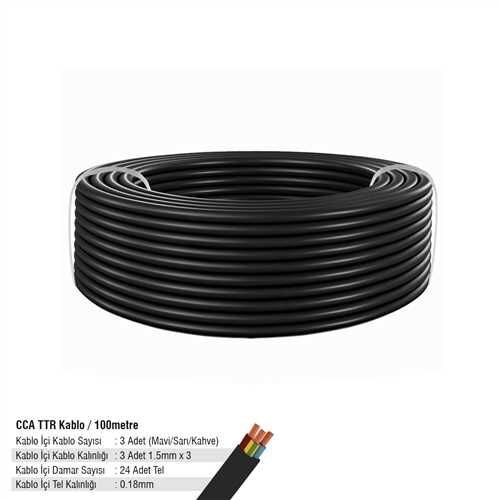 CCA TTR KABLO 3*1,5 100 METRE 24*0,18 SİYAH