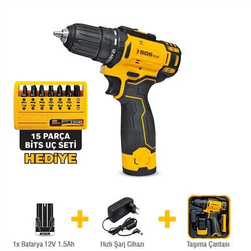 AKÜLÜ VİDALAMA SETİ 12 VOLT (1*1.5 Ah) (BİTS UÇ SETİ)