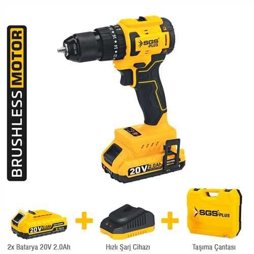 AKÜLÜ DARBELİ MATKAP SETİ 20V 60Nm Tork 2*2.0Ah (KÖMÜRSÜZ MOTOR)