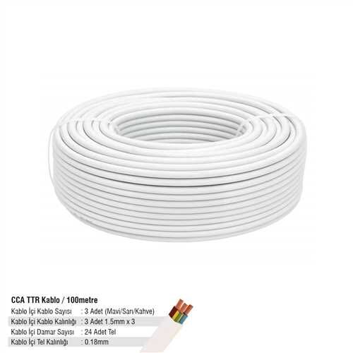 CCA TTR KABLO 3*1,5 100 METRE 24*0,18 BEYAZ