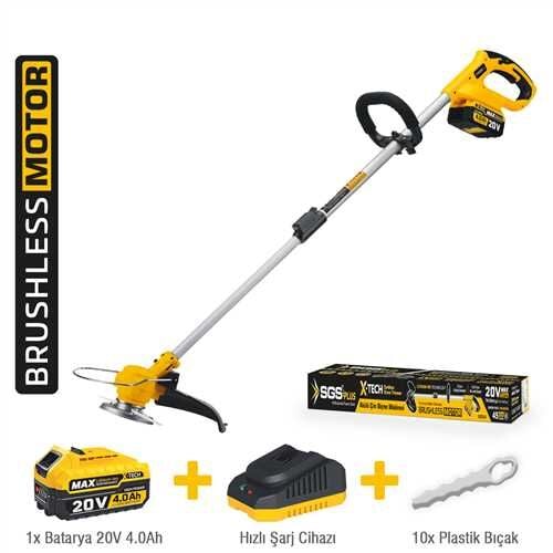 AKÜLÜ ÇİM KENAR KESME 20V 1*4.0 Ah (KÖMÜRSÜZ MOTOR)