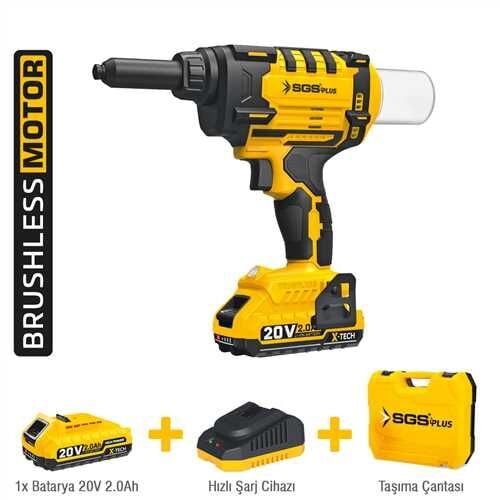 AKÜLÜ PERÇİN TABANCASI SETİ 20V 1*2.0 Ah (KÖMÜRSÜZ MOTOR)