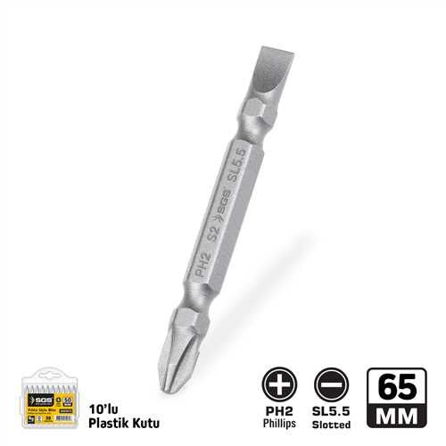 ÇİFT YÖNLÜ BİTS UÇ PH2/SL5.5*65mm Sand-Pro Series