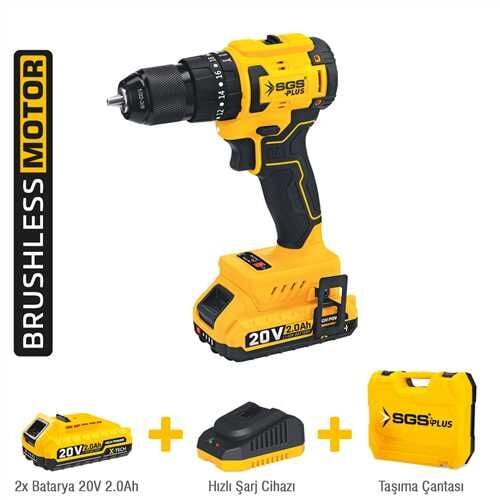AKÜLÜ DARBELİ MATKAP SETİ 20V 45Nm Tork 2*2.0Ah (KÖMÜRSÜZ MOTOR)